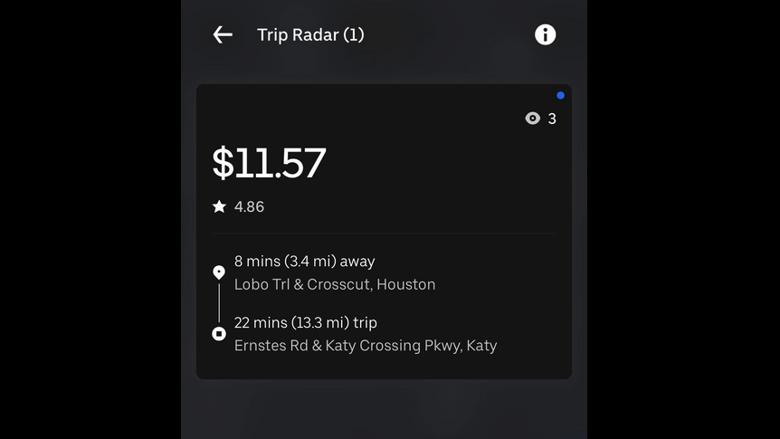 trip radar uber black