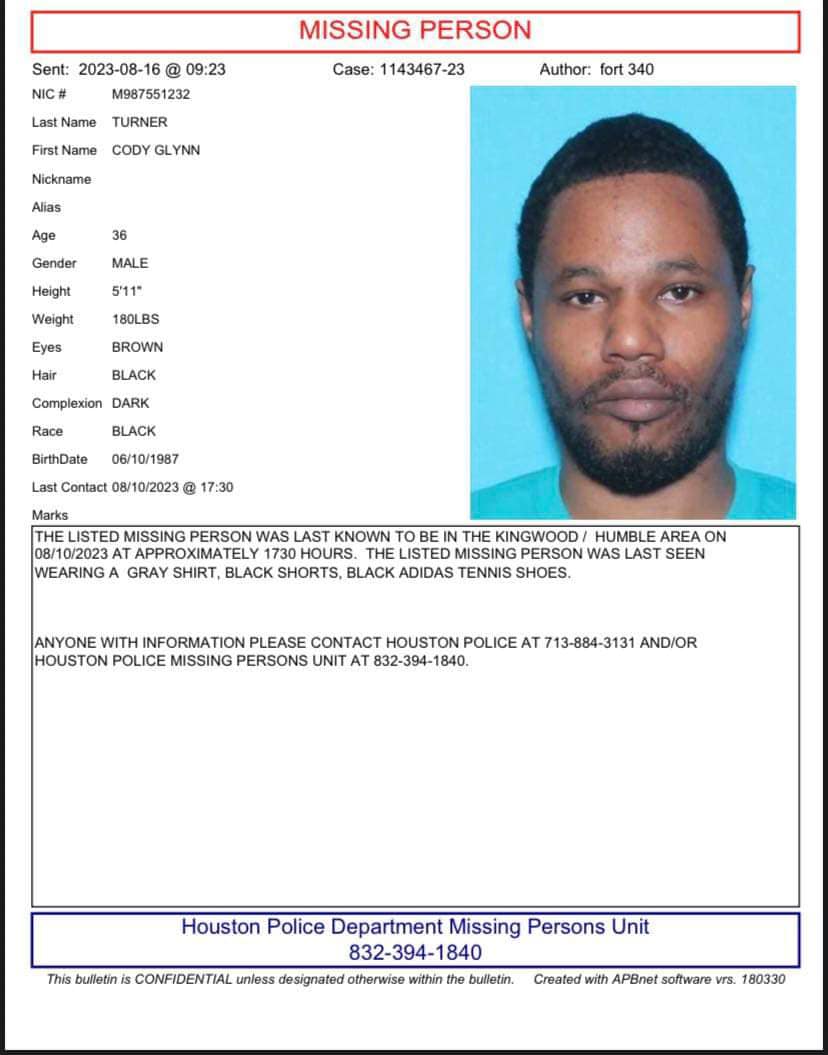 Houston Police Seek Public Assistance in Locating Missing 36-Year-Old ...